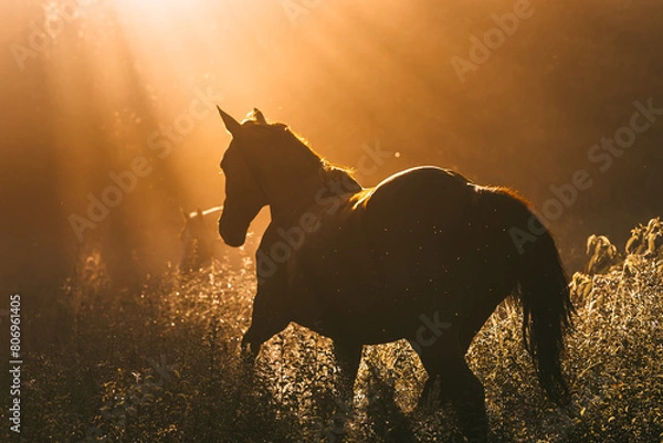 Obraz Koń o zachodzie słońca