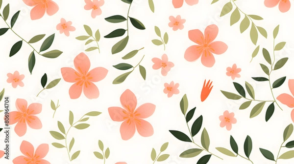 Fototapeta Digital pink and orange flowers pattern abstract graphic poster background