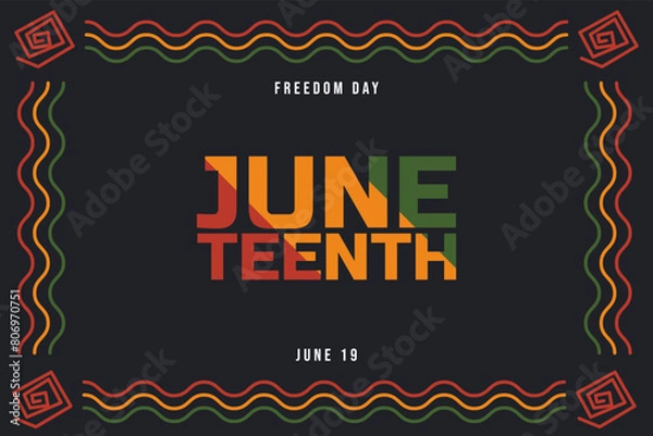 Fototapeta Juneteenth Freedom Day Background design. Poster or banner with Juneteenth and copy space. 19 June. Vector Illustration