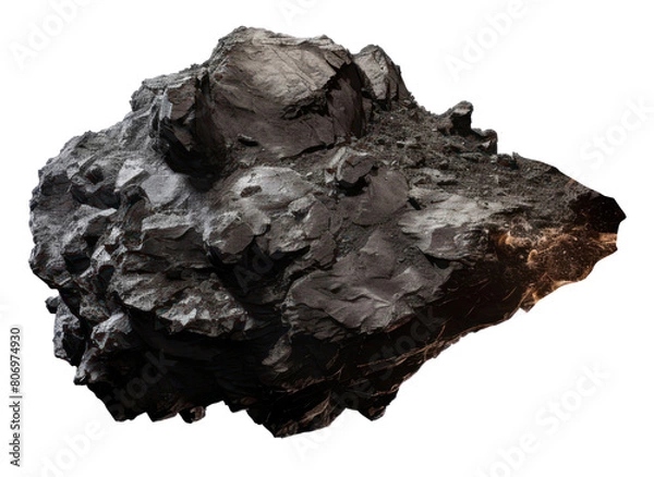 Obraz PNG Black meteor rock white background splattered