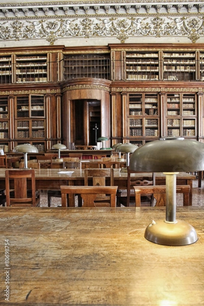 Obraz library study tables in naples