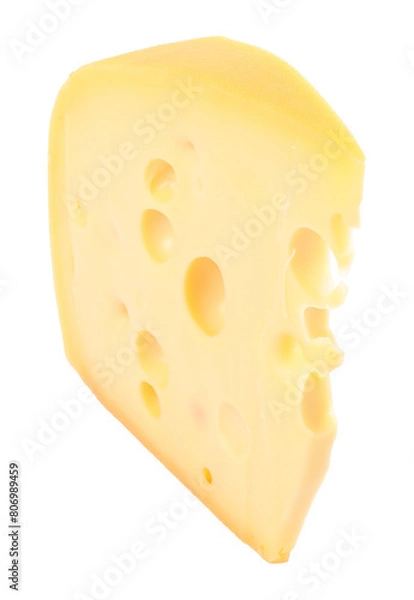 Fototapeta Piece of delicious cheese isolated on white