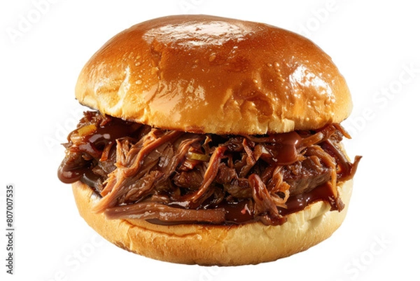 Obraz tender pulled beef sandwich isolated on transparent background