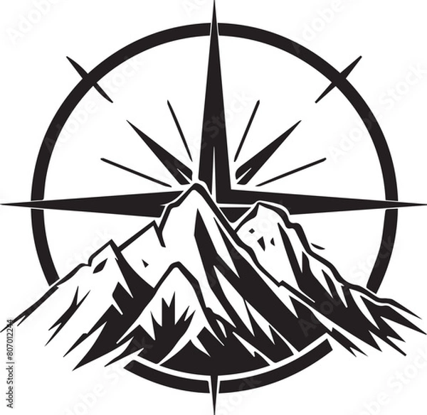Obraz Mountain landscapes with compass navigation