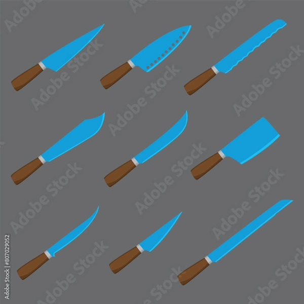 Obraz A set of kitchen knives for meat, fish, vegetables and more.