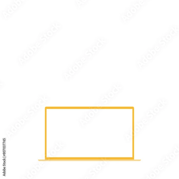 Fototapeta 白色画面のノートパソコン（16:9・正面・オレンジ・1台）