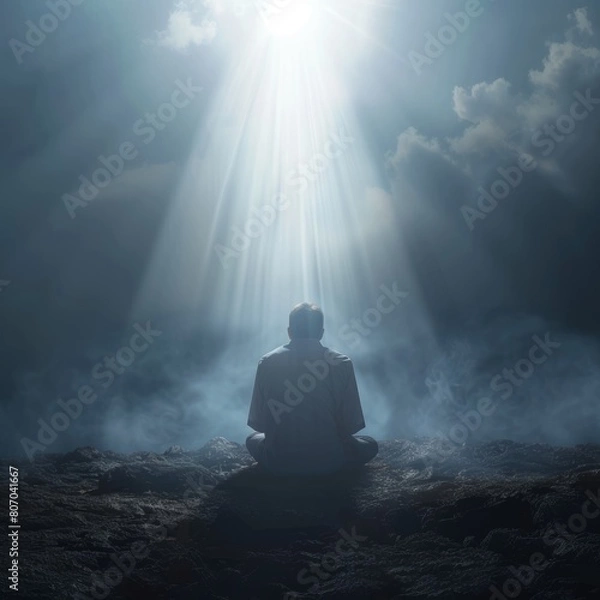 Fototapeta Person Praying and Meditating in Tranquility