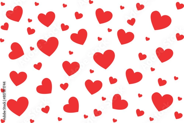 Obraz Red heart love pattern flat clipart minimalistic on white background vector illustration