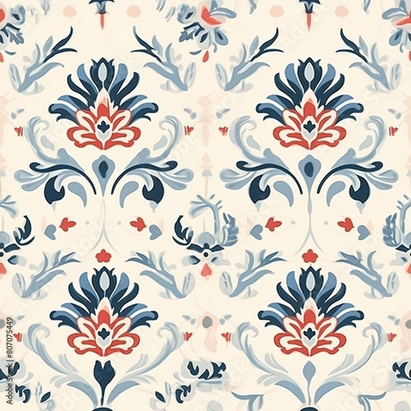 Fototapeta  seamless pattern with round frame with flowers