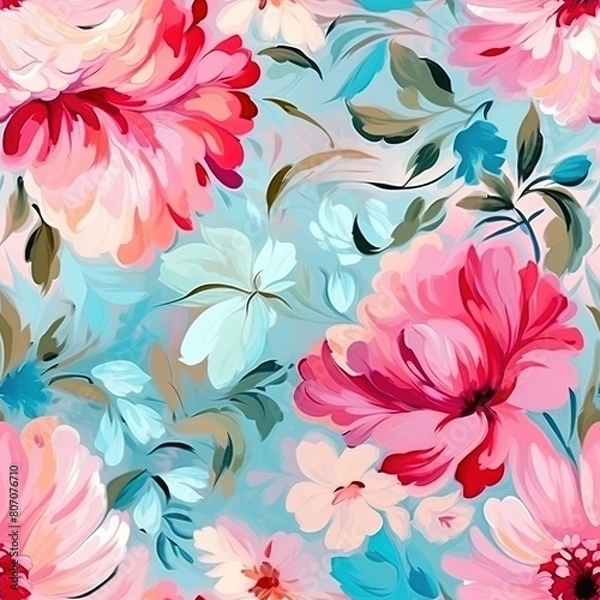 Obraz seamless pattern with pink flowers