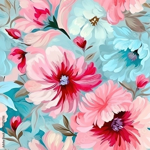 Obraz seamless pattern with pink flowers