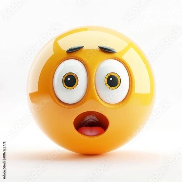 Fototapeta Astonished Emoji with Wide Eyes and Open Mouth, Intense Surprise Expression in 3D