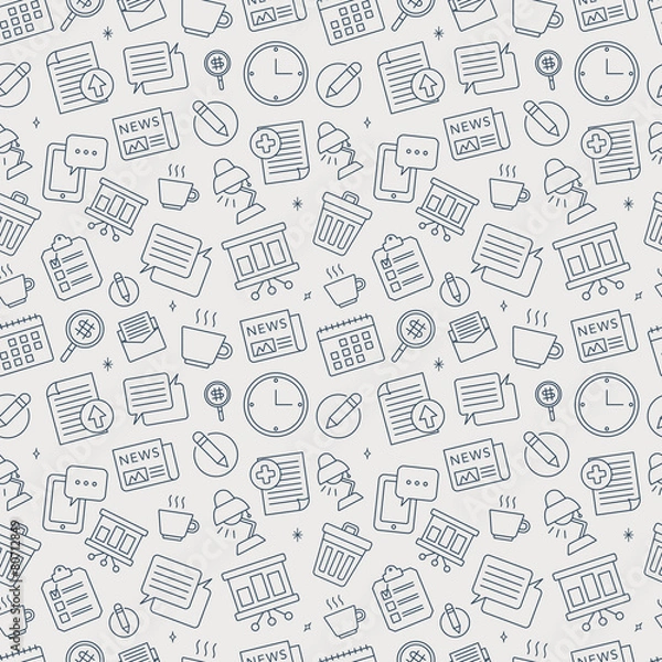Fototapeta Office line icon pattern set