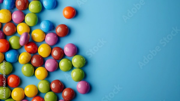 Obraz Candy colorful on blue background