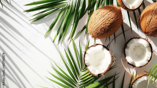 Obraz Coconut leaves on a white background