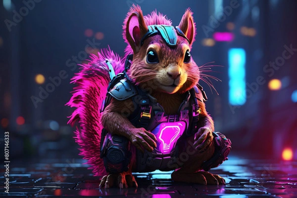 Obraz Neon rabbit illustration in the future