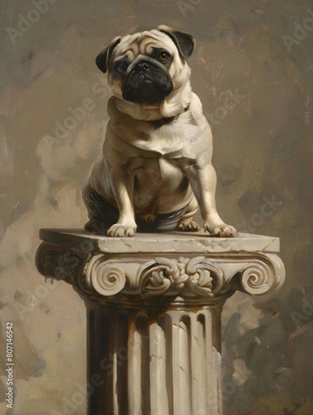 Fototapeta A Pug On A Plinth