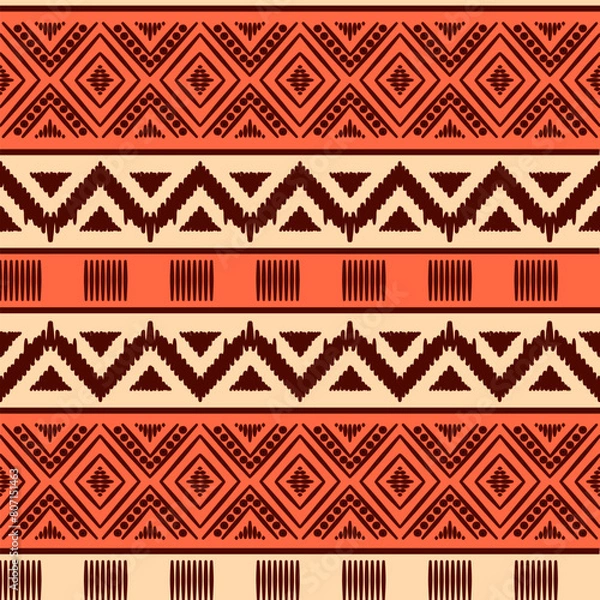 Fototapeta Seamless ethnic pattern. Handmade. Horizontal stripes. Vector illustration.