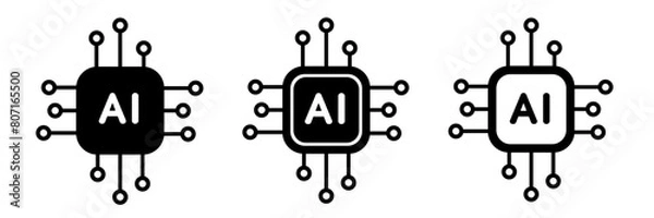 Fototapeta Set of AI icons. Artificial intelligence Vector illustration Web Icon Collection.