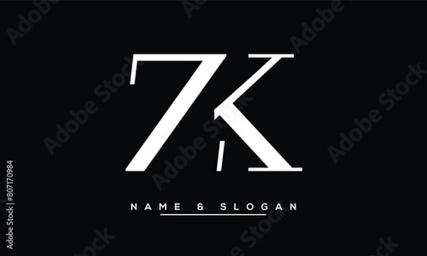 Fototapeta ZK, KZ, Z, K Abstract Letters Logo Monogram