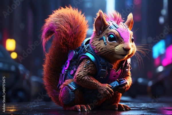 Obraz Neon rabbit illustration in the future