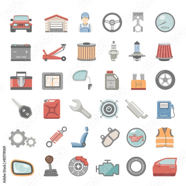 Obraz Flat Icons - Car Maintenance