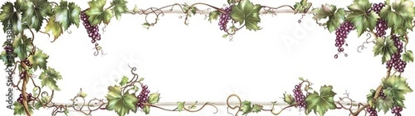 Fototapeta grapevine border frame on white background
