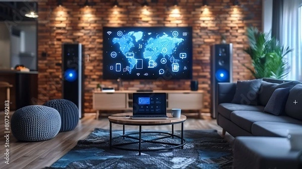 Fototapeta Futuristic Smart Home Technology Seamless Integration	