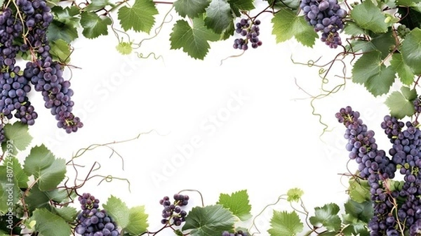 Fototapeta grapevine border frame on white background