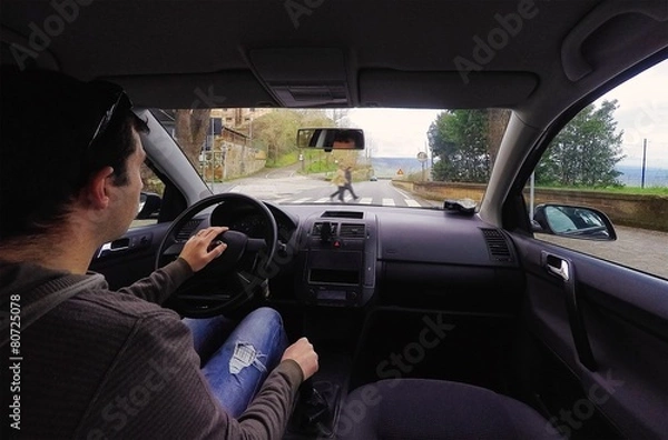 Obraz people on crosswalking, pov