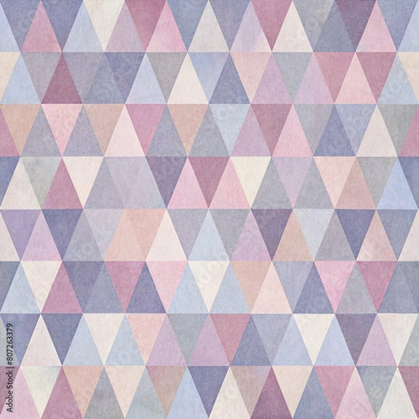 Fototapeta Geometric Triangles in Alternating Shades of Pastel Pink and Lavender, Arranged in a Seamless Modern Design