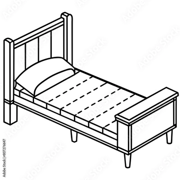 Fototapeta Bed Illustration - Vector Graphic for Print and Web Design