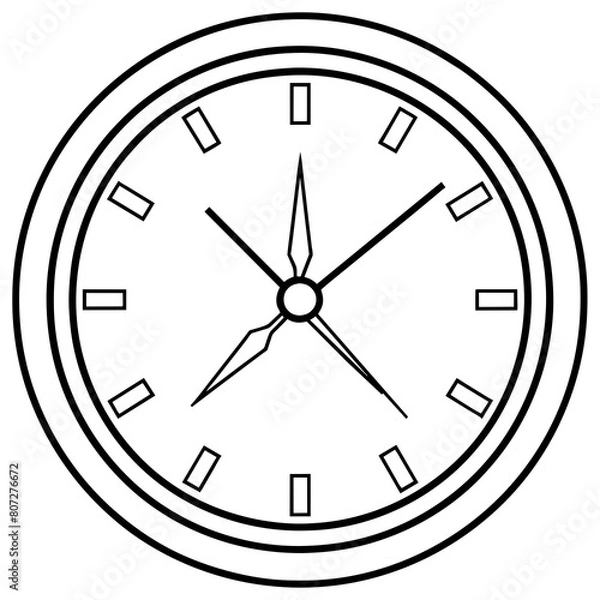 Fototapeta Clock Isolated on White Background Vector Illustration for T-shirt design, Hoody Design, Pillow Cover Design - High-Quality Printable Graphics, SVG Files, and More