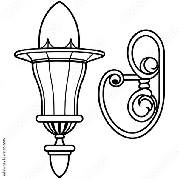 Fototapeta Vintage Street Lamp Vector Illustration for T-Shirt Design, Hoody Design, Pillow Cover Design - High-Quality Printable Graphics, SVG Files, and More