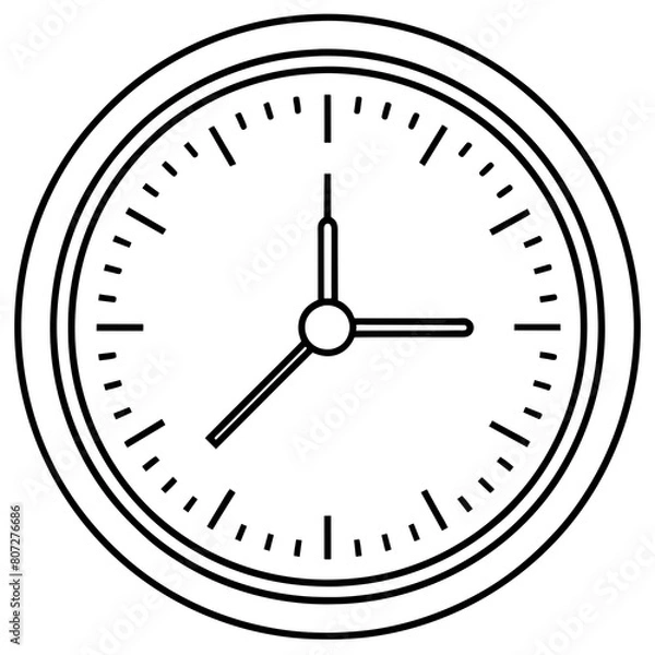 Fototapeta Clock Isolated on White Background Vector Illustration for T-shirt design, Hoody Design, Pillow Cover Design - High-Quality Printable Graphics, SVG Files, and More