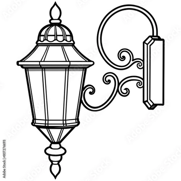 Fototapeta Vintage Street Lamp Vector Illustration for T-Shirt Design, Hoody Design, Pillow Cover Design - High-Quality Printable Graphics, SVG Files, and More