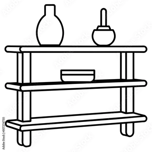 Fototapeta Kitchen Table and Kitchen Almira Vector Illustration for T-Shirt Design, Hoody Design, Pillow Cover Design - High-Quality Printable Graphics, SVG Files, and More