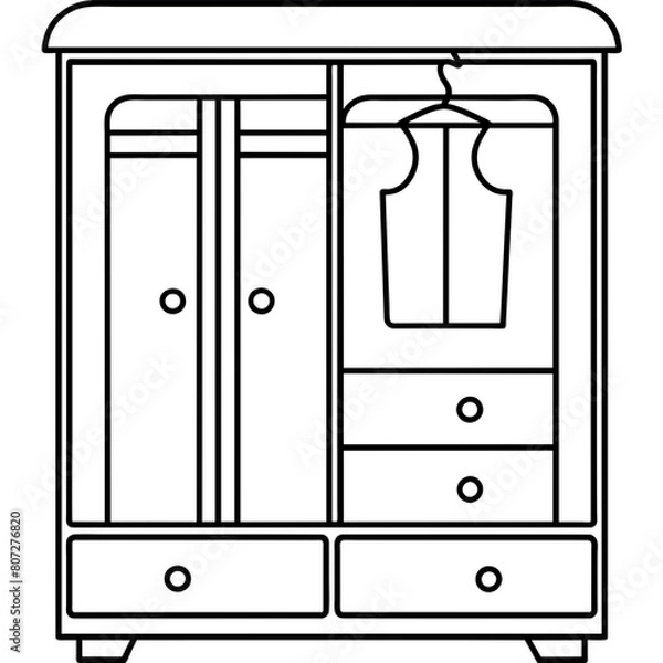 Fototapeta Wardrobe with Drawers Vector Illustration for T-shirt design, Hoody Design, Pillow Cover Design - High-Quality Printable Graphics, SVG Files