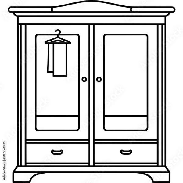 Fototapeta Wardrobe with Drawers Vector Illustration for T-shirt design, Hoody Design, Pillow Cover Design - High-Quality Printable Graphics, SVG Files, and More