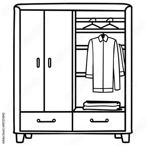 Fototapeta Wardrobe with Drawers Vector Illustration for T-shirt design, Hoody Design, Pillow Cover Design - High-Quality Printable Graphics, SVG Files, and More