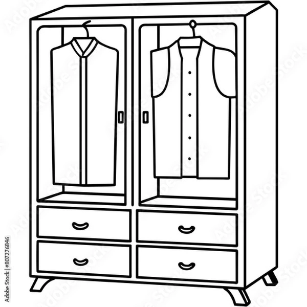 Fototapeta Wardrobe with Drawers Vector Illustration for T-shirt design, Hoody Design, Pillow Cover Design - High-Quality Printable Graphics, SVG Files, and More