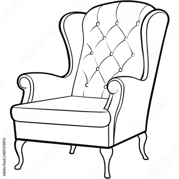 Fototapeta Armchair Vector Illustration for T-Shirt Design, Hoody Design, Pillow Cover Design - High-Quality Printable Graphics, SVG Files, and More