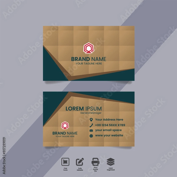 Fototapeta vector minimal, modern black and golden business card template