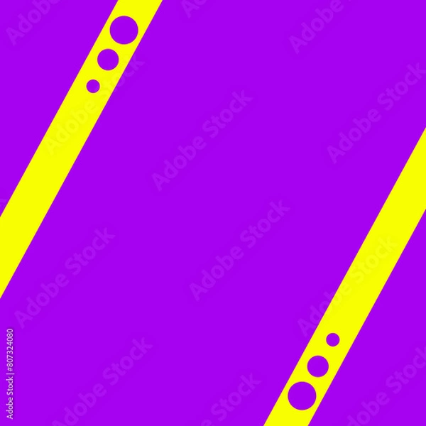 Obraz Purple background with two diagonal yellow lines with dots design