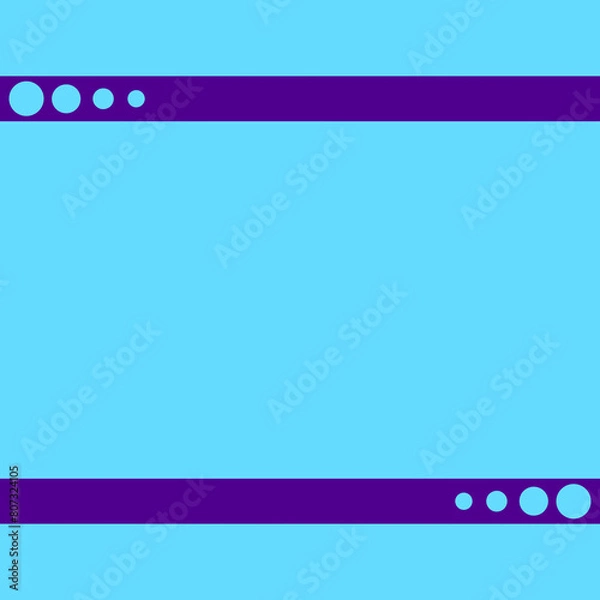 Obraz Blue background with two horizontal dark purple lines with dots design