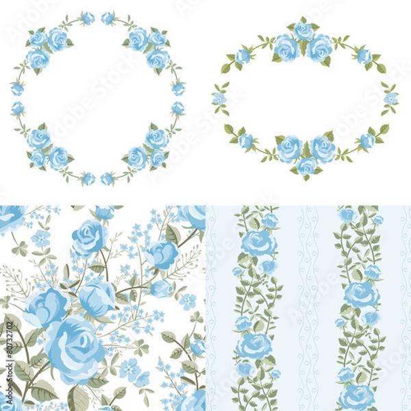 Fototapeta Blue roses set