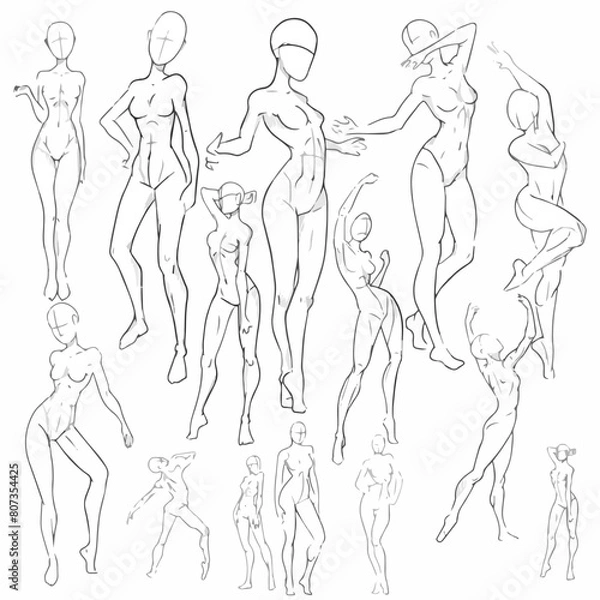 Obraz Set of moving female figures