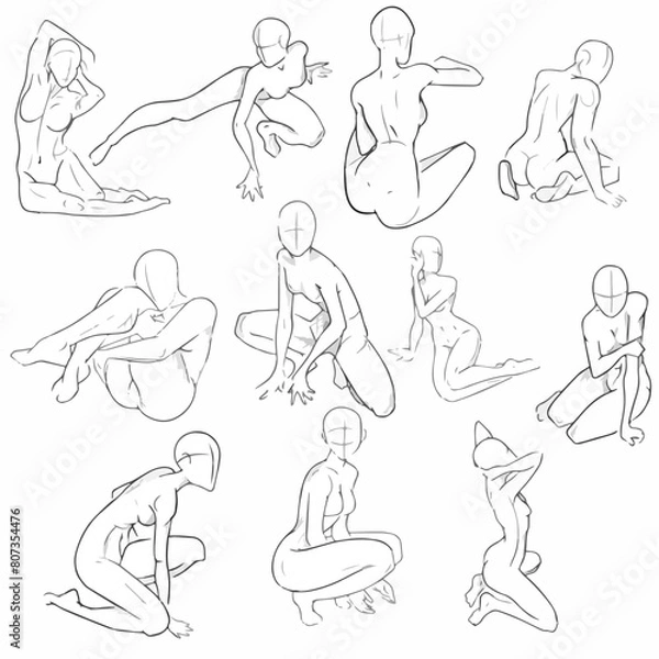 Obraz 
A set of female figures in unusual moving and sitting poses