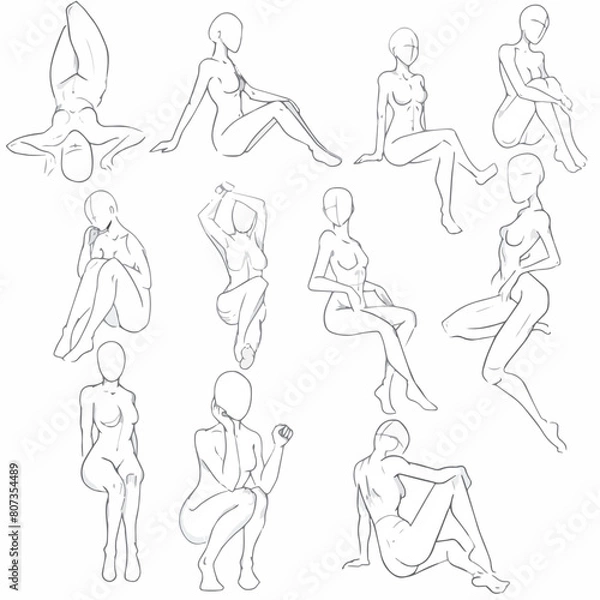 Obraz 
Large set of female figures in sitting poses