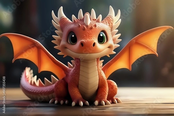 Obraz cute orange dragon 